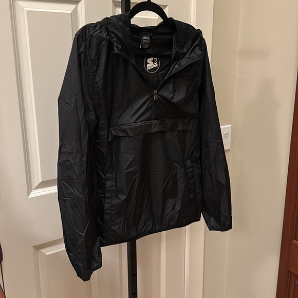 Starter Girls' Popover Packable Jacket Storm Star  1/4 Zip Black Hooded - Picture 7 of 16